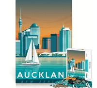 Rompecabezas para Adultos de 1000 Piezas con pósteres de Viajes de Auckland Diseño artístico de Ajuste Juego Inteligente Regalo Ideal para Jugar despacio Arte (38x26cm)