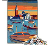 Rompecabezas para Adultos de 1000 Piezas con Puesta de Sol en góndola Veneciana Juguete Educativo Intelectual descompresor Regalo de cumpleaños 26x38cm