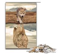 Rompecabezas para Adultos de 1000 Piezas con Reflejo de Lobo del Desierto Juegos Juguetes Regalo Adecuado para decoración de Escritorio 75 x 50 cm