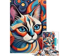 Rompecabezas para Adultos de 1000 Piezas con Retrato Abstracto de Gato Juegos educativos Juguetes Excelentes Regalos y Juguetes Una Obra de Arte tamaño 38x26cm