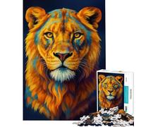 Rompecabezas para Adultos de 1000 Piezas con Retrato Abstracto de Leona a Color Juego Educativo desafío Juguete Juego Relajante Una Obra de Arte Regalo para Hombres y Mujeres (tamaño 38x26cm)