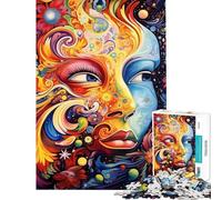 Rompecabezas para Adultos de 1000 Piezas con Retrato Abstracto de Mujer Juego práctico Una Obra de Arte cumpleaños y Navidad (tamaño 38x52cm)