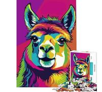 Rompecabezas para Adultos de 1000 Piezas con Retrato de Alpaca Estilo Pop Art Juguete Educativo e Intelectual Buscan un desafío difícil (tamaño 50x75cm)