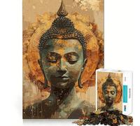 Rompecabezas para Adultos de 1000 Piezas con Retrato de Buda y Mandala Dorado Ensambles Suaves Divertido Juego para concentrarse en la Mente Juego Casual Regalo Ideal para cumpleaños (50x75cm)
