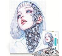 Rompecabezas para Adultos de 1000 Piezas con Retrato de Chica Cyberpunk, Juguetes antiestrés, decoración Perfecta, Regalos de cumpleaños 38x52cm