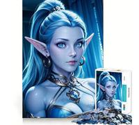 Rompecabezas para Adultos de 1000 Piezas con Retrato de Elfo de Ojos Azules Corte Impecable Diversión,ejercitamiento Mental,Juego para el Tiempo Libre,decoración navideña 50x75cm