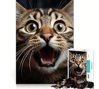 Rompecabezas para Adultos de 1000 Piezas con Retrato de Gato,Ajuste, Arte,Juego de Habilidad Mental,Tiempo de Descanso,Juego de cumpleaños (50x75cm)