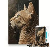 Rompecabezas para Adultos de 1000 Piezas con Retrato de Gato,Ajuste, lógica artística,Juguete Divertido,Tiempo de Descanso,Juego,Regalo de cumpleaños,pasatiempo (50x75cm)