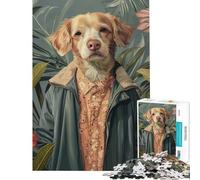 Rompecabezas para Adultos de 1000 Piezas con Retrato de Golden Retriever Juguetes antiestrés Divertidos y Originales cumpleaños (tamaño 50x75cm)