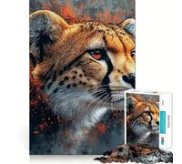 Rompecabezas para Adultos de 1000 Piezas con Retrato de Guepardo y Fondo Abstracto Encaja a la perfección Juguete Divertido para Relajarse,Jugar o como Regalo de cumpleaños o para Aficionados 50x75cm