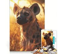 Rompecabezas para Adultos de 1000 Piezas con Retrato de hiena al Atardecer, Juegos Divertidos, decoración, Piezas de Formas aleatorias Que encajan Perfectamente 38x26cm
