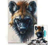 Rompecabezas para Adultos de 1000 Piezas con Retrato de hiena y Efecto Acuarela, Juegos Divertidos, decoración, Piezas de Formas aleatorias Que encajan Perfectamente 38x52cm