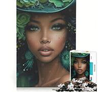 Rompecabezas para Adultos de 1000 Piezas con Retrato de la Diosa Verde, Ideal para Juegos Familiares y decoración de Pared Piezas de Formas aleatorias Que encajan Perfectamente 38x26cm