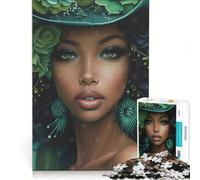 Rompecabezas para Adultos de 1000 Piezas con Retrato de la Diosa Verde, Juguetes para armar, para la diversión Familiar, con Piezas de Formas aleatorias Que encajan Perfectamente 38x52cm