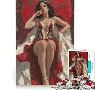 Rompecabezas para Adultos de 1000 Piezas con Retrato de la Reina Vestida de Rojo Juegos relajantes ejercita tu Cerebro y Tus Manos cumpleaños y Navidad 38x52cm