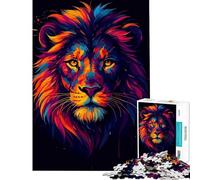 Rompecabezas para Adultos de 1000 Piezas con Retrato de león Colorido difícil y desafiante Regalo para Mujeres Juguete para decoración de Pared para Mayores de 14 años 50x75cm