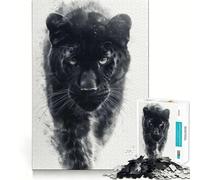 Rompecabezas para Adultos de 1000 Piezas con Retrato de Leopardo Negro,diseño de Corte Fino,Ideal para Resolver Problemas,Pasar un rato Agradable o como decoración navideña para la Pared 38x52cm