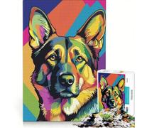 Rompecabezas para adultos de 1000 piezas con retrato de pastor alemán estilo pop art, juguetes para armar, para la diversión familiar, con piezas de formas aleatorias que encajan perfectamente 50x75cm
