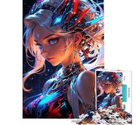 Rompecabezas para Adultos de 1000 Piezas con Retrato de Princesa guerrera Cyberpunk Juguete para Adultos decoración de Pared antiestrés Regalo para Reducir el estrés (tamaño 50x75cm)