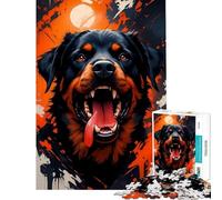 Rompecabezas para Adultos de 1000 Piezas con Retrato de Rottweiler Difícil y desafiante Mejora la Memoria Juguete Educativo para Mayores de 14 años 50x75cm