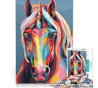 Rompecabezas para Adultos de 1000 Piezas con Retrato de Unicornio Colorido, Juegos Divertidos, Carrera de Velocidad Manual, colección de Artistas, Bellas Artes 38x26cm