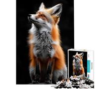 Rompecabezas para Adultos de 1000 Piezas con Retrato de Zorro Mirando hacia Arriba Juguetes educativos Juegos Familiares desafío difícil Regalos de Amigo Invisible (tamaño 38x26cm)
