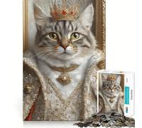 Rompecabezas para Adultos de 1000 Piezas con Retrato del Rey Gato bengalí,Arte de Corte Exacto,Juguete Inteligente para el Cerebro,Juego para Relajarse,decoración navideña,Regalo (50x75cm)