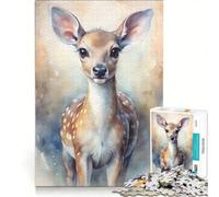 Rompecabezas para Adultos de 1000 Piezas con Retrato en Acuarela de un Cervatillo Juego Educativo para la diversión Familiar Oferta Toda la Familia 50x75cm
