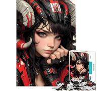 Rompecabezas para Adultos de 1000 Piezas con Retrato Femenino Cyberpunk Ayuda a ejercitar el Cerebro Regalos para Mujeres Juguetes antiestrés para Mayores de 14 años Juego de Rompecabezas 38x52cm