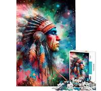 Rompecabezas para Adultos de 1000 Piezas con Retratos de Jefes nativos Americanos Juegos Divertidos decoración cumpleaños (tamaño 50x75cm)