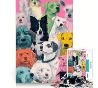 Rompecabezas para Adultos de 1000 Piezas con Retratos de Perros Coloridos,Arte de Bordes precisos,Ejercicio Mental,Juego Divertido y Tranquilo,Actividad de cumpleaños (50x75cm)