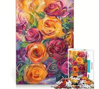 Rompecabezas para Adultos de 1000 Piezas con Rosas Multicolores en Varios Tonos Juegos Familiares Ideal para Reducir el estrés colección de Artistas Bellas Artes 50x75cm