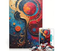 Rompecabezas para Adultos de 1000 Piezas con Rostro Abstracto y Elementos Circulares V, Ideal para Juegos Familiares, interacción Entre Padres e Hijos y como Regalo para Amigos y Familiares 50x75cm