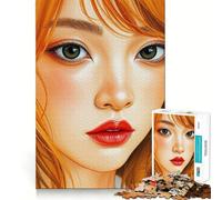 Rompecabezas para Adultos de 1000 Piezas con Rostro de una Hermosa Mujer asiática Juego de lógica de Ajuste preciso Juego fácil Decoración navideña para Pared (38x52cm)