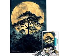 Rompecabezas para Adultos de 1000 Piezas con Silueta de árbol a la luz de la Luna Juguete antiestrés para Adultos Difícil de Hacer Ayuda a ejercitar el Cerebro (tamaño 50x75cm)