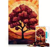 Rompecabezas para Adultos de 1000 Piezas con Silueta de árbol al Atardecer Cristal esmaltado Bordes impecables Divertido Juego para concentrarse y Jugar tranquilamente decoración navideña Regalo