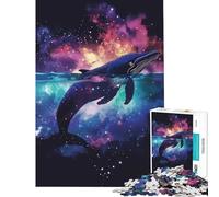 Rompecabezas para Adultos de 1000 Piezas con Silueta de Ballena y Galaxia Juego Educativo Juguetes didácticos Regalos de Amigo Invisible Mejora la Memoria (Tamaño 38x26cm)