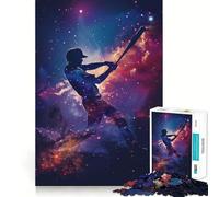 Rompecabezas para Adultos de 1000 Piezas con Silueta de Galaxia de béisbol,diseño de Corte Fino,Entrenamiento Mental,diversión Relajante,Juego de cumpleaños artístico (38x52cm)