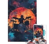 Rompecabezas para Adultos de 1000 Piezas con Silueta de Galaxia y Tambor Diversión para Realizar en casa Juego práctico de ensamblaje de Patrones para Mayores de 14 años 38x52cm