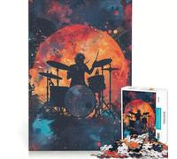 Rompecabezas para Adultos de 1000 Piezas con Silueta de Galaxia y Tambores, Juego práctico para Pasar el Tiempo en casa, con póster y Hoja de Preguntas a Juego 38x26cm