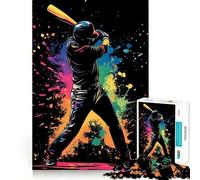 Rompecabezas para Adultos de 1000 Piezas con Silueta de Jugador de béisbol,Arte de Corte preciso,Juguete Inteligente para el Cerebro,Juego para Relajarse,decoración navideña,Regalo (38x52cm)