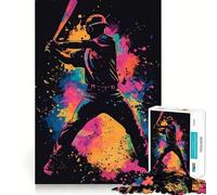 Rompecabezas para Adultos de 1000 Piezas con Silueta de Jugador de béisbol,Corte Premium,Juguete Divertido para ejercitar la Mente,Juego Relajante,decoración de cumpleaños,Regalo (38x52cm)