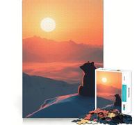 Rompecabezas para Adultos de 1000 Piezas con Silueta de Oso al Atardecer,Corte Premium,Juguete Divertido para ejercitar la Mente,Juego Relajante,decoración de cumpleaños,Regalo (38x26cm)