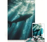 Rompecabezas para Adultos de 1000 Piezas con Silueta de tiburón en Las Profundidades del océano iluminadas por el Sol Juegos relajantes Ideales para la interacción Entre Padres e Hijos Regalo