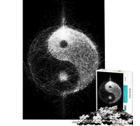 Rompecabezas para Adultos de 1000 Piezas con símbolo Abstracto Yin Yang Juguetes para armar Una Obra de Arte Un Juego desafiante para Toda la Familia (38x26cm)