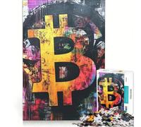 Rompecabezas para Adultos de 1000 Piezas con símbolo de Bitcoin, Arte Abstracto, Juegos Divertidos, antiestrés, con Piezas de Formas aleatorias Que encajan Perfectamente 38x52cm