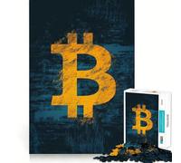 Rompecabezas para Adultos de 1000 Piezas con símbolo de Bitcoin Juego de lógica de Ajuste preciso Juego fácil Decoración navideña para Pared (38x52cm)