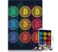Rompecabezas para Adultos de 1000 Piezas con símbolos Abstractos de Bitcoin, Juegos relajantes, desafío difícil, Regalo de cumpleaños 38x26cm