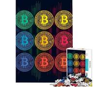 Rompecabezas para Adultos de 1000 Piezas con símbolos Abstractos de Bitcoin Rompecabezas para Adolescentes Juegos relajantes de análisis y lógica cumpleaños (tamaño 50x75cm)
