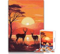 Rompecabezas para Adultos de 1000 Piezas, con temática de Animales Salvajes y Puesta de Sol, Ideal para un pasatiempo Tranquilo y satisfactorio, con Enclavamiento, Corte de precisión,